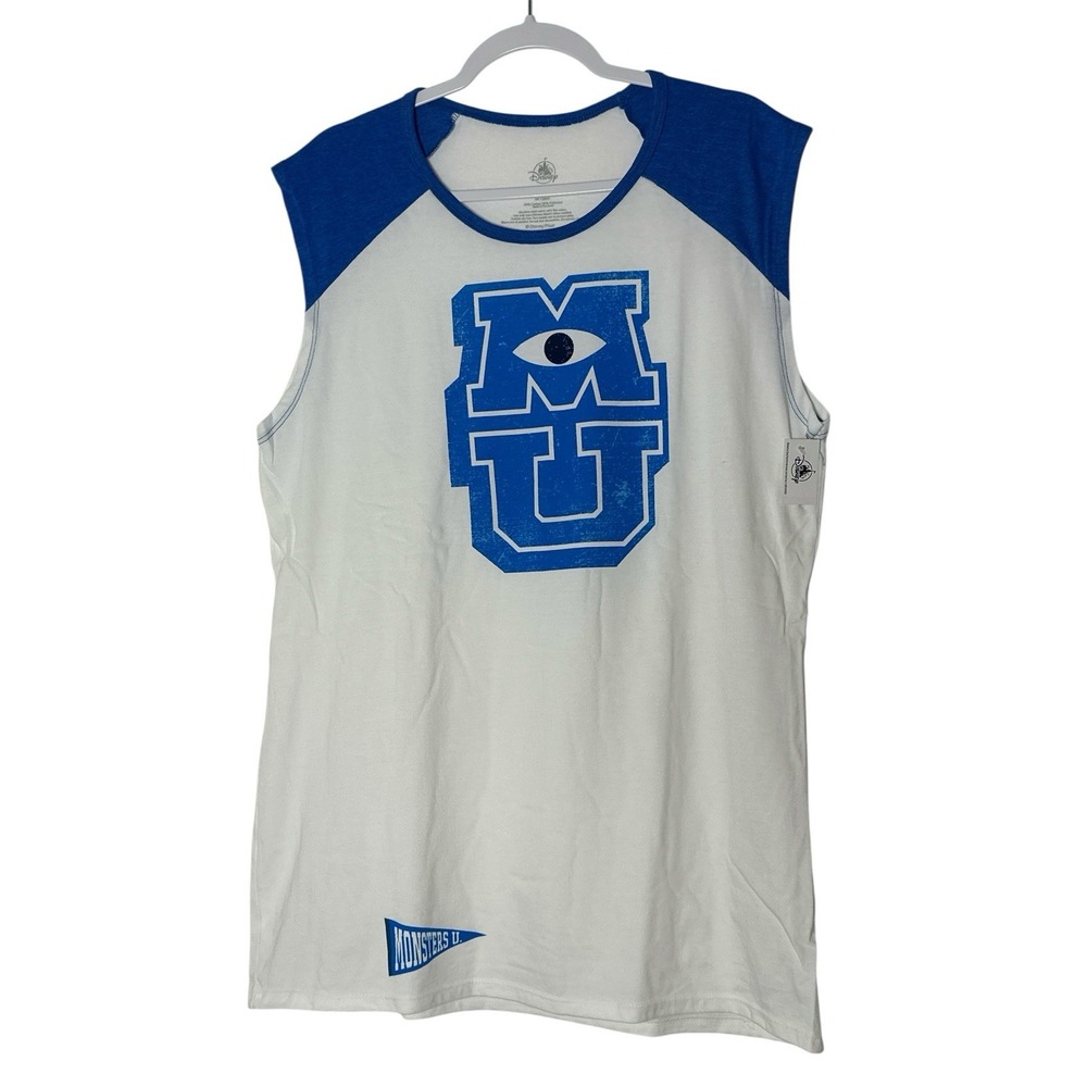 New Disney Parks Tank Top 2X‎ MU Monsters University Pixar Blue White Vacation